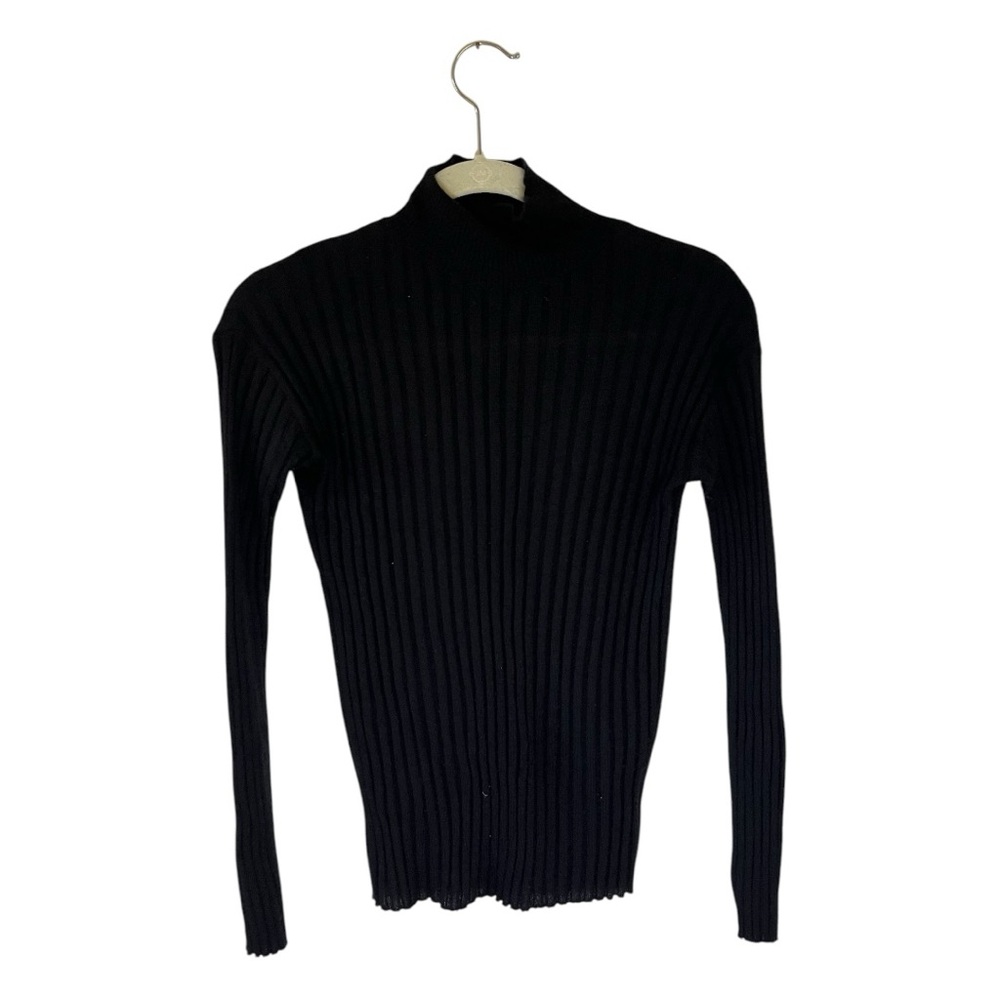 C BY BLOOMINGDALES Cashmere Mock Neck Black XS Luxury